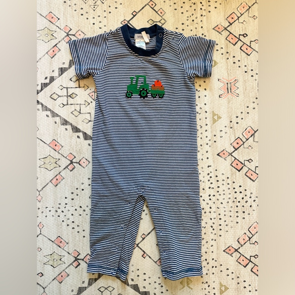 Ishtex Pumpkin Tractor Romper 18M